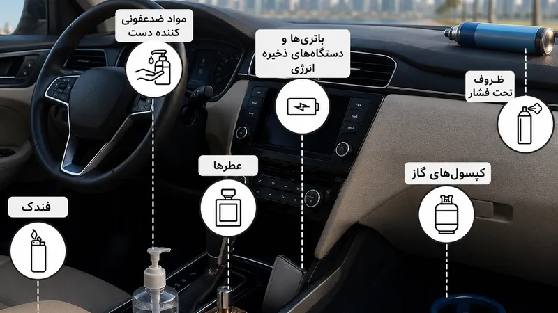 هشدار پلیس ابوظبی به رانندگان: این شش قلم پرخطر را در تابستان از خودرو خارج کنید