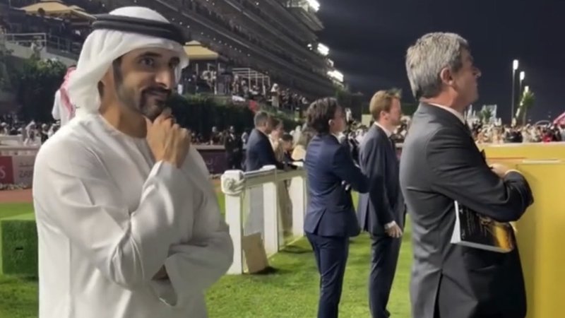 Sheikh Hamdan's playful moment at the Dubai World Cup horse race