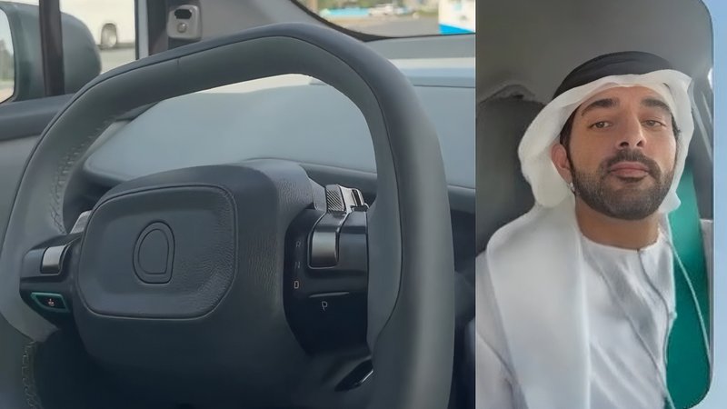 گشت‌زنی شیخ حمدان با اتومبیل خودران در شهر